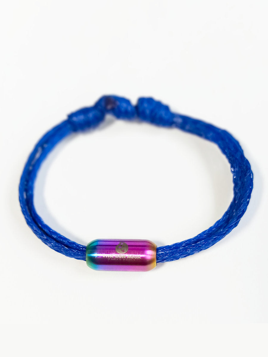 Armband Fischernetz Dunkelblau Regenbogen