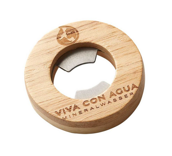 Viva con Agua Flaschenöffner aus Holz mit Logo
